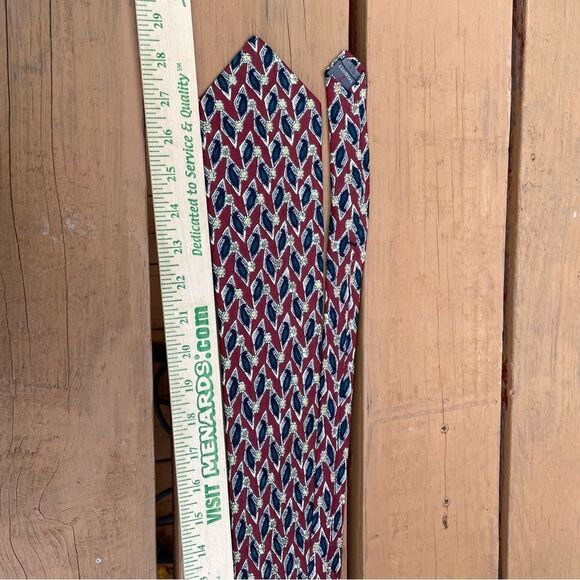 Robert Talbott Necktie Textured Silk Red Green‎ Floral Abstract Geo - Picture 4 of 4